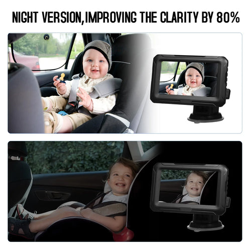 1080P Baby Car Mirror Monitor with Camera Baby Car Mirror with 4.3'' IPS Screen Night Vision Function for Infants Kids Pets