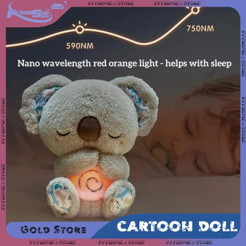 *Cuddly Koala Plush Sleep Aid with Soft Glow Night Light Calming Music and Simulated Breathing Comforting Bedtime Comfort Toys~