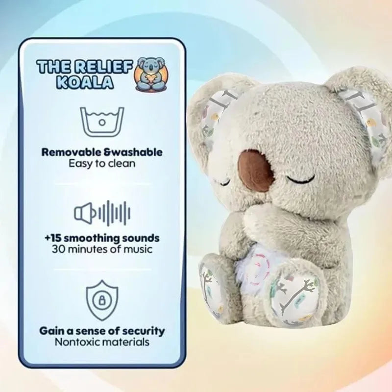 *Cuddly Koala Plush Sleep Aid with Soft Glow Night Light Calming Music and Simulated Breathing Comforting Bedtime Comfort Toys~