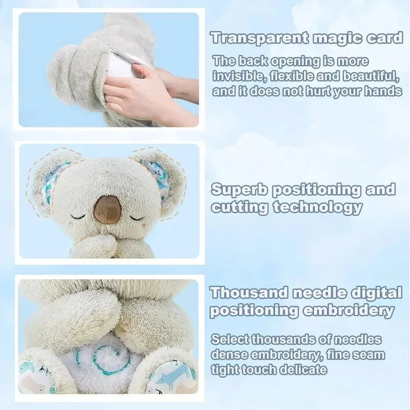 *Cuddly Koala Plush Sleep Aid with Soft Glow Night Light Calming Music and Simulated Breathing Comforting Bedtime Comfort Toys~